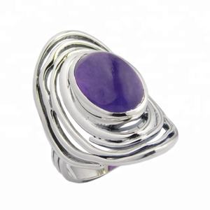 Top Qualité Nouveau Design Forme Ovale Améthyste Gemme Anneau 925 En Argent Sterling Éternité Vermeil Anneaux Fournisseur De Bijoux - Product Image 1