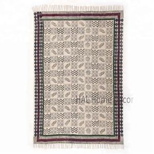 Indio al por mayor bloque impreso dorri Yoga alfombras máquina lavable alfombras para casa Sala alfombras hechas a mano en la India - Product Image 1