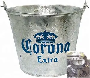 Großhandel Luxus Runde Bier Eimer Bar Bier Wein Metall Weihnachten Outdoor New Galvani zed Iron Ice Bucket