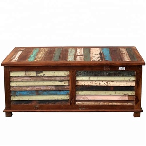 Coffre de rangement pour Table basse en bois, style rustique, précoloré, rangement multicolore - Product Image 2