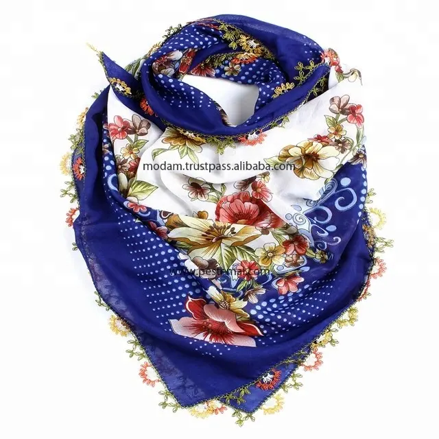 Turkish Woven ScarfとHigh-Quality WoolとBeautiful Flowers Pattern Discount Price Square Shape Luxury Scarf % 100 Cotton