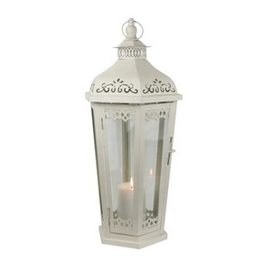 Support de lampe à thé en métal blanc avec collections de cadeaux de détail en dentelle faites à la main pour les décorations de mariage et de Noël - Product Image 1