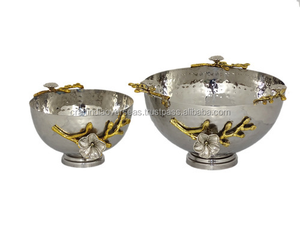 Vente chaude meilleure qualité bol de fruits en laiton gaufré Design fantaisie plats de service et centres de table sculptés à la main pour les fêtes - Product Image 5