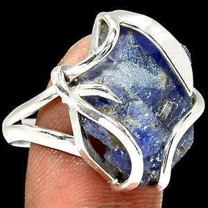 Tanzanite pierre précieuse brute 925 bague en argent Sterling massif bijoux ethniques faits à la main anneaux de mariage pour les femmes cadeau - Product Image 1
