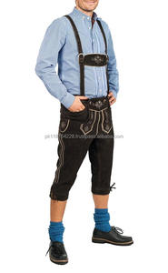 <b>Men's</b> Traditional ISONZ <b>Brown</b> Leather Lederhosen <b>Short</b> Plus Size Windproof Breathable Custom Design Embroidered Suspender - Product Image 3