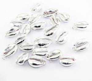 ขั้วต่อจี้เปลือกหอยสีขาวธรรมชาติ cowrie กลวงทันสมัยขั้วต่อโลหะผสมจี้เปลือกหอยสีเงินแท้ - Product Image 2