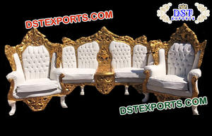 Último Modelo de Sofá para Bodas, el Mejor Sofá Dorado Tallado para Bodas Musulmanas, Muebles Asiáticos Pakistaníes para Walima, Sofá para Bodas Indias - Product Image 4