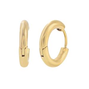 Pendientes de aro lisos de 10 mm de diámetro de Plata de Ley 925 de diseño simple chapado en oro clásico - Product Image 1