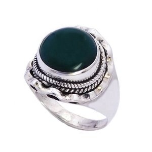 Nouveau Vente en Gros Belle 925 Bijoux En Argent Sterling Éternité Vermeil Vert Onyx Gemme Anneau Fournisseur & Exportateur - Product Image 1