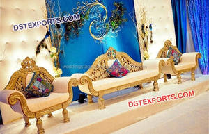 Canapé deux places exclusif de style bateau pour mariage Canapé Maharaja Rajawada au design royal pour décorations de scène - Product Image 5
