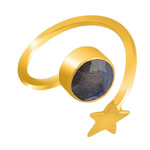 925พลอยลาบราดอไรต์ทรงกลมตัดแหวนเงินสเตอร์ลิงแหวนชุบทองรูปดาวแหวนตั้งขอบแหวนแฟชั่นสำหรับผู้หญิง - Product Image 2