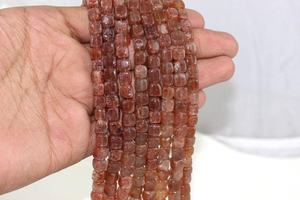 9 "Long brin naturel fraise Quartz pierres précieuses lisse Cube forme perles faisant des bijoux de haute qualité en gros - Product Image 3
