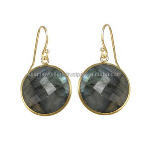 925 sterling silver labradorite gemstone gold vermeil handmade earrings - Product Image 1