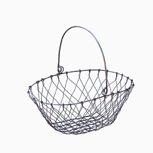 Iron Wire Hand <b>Woven</b> Fruit <b>Basket</b>, Wrought Iron Fruit <b>Basket</b>, Kitchen Utensil <b>Basket</b>, Farmhouse <b>Basket</b>, Multi-Purpose <b>Basket</b> - Product Image 1