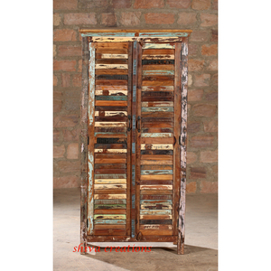 Armoire en bois récupéré avec 2 portes à battants, respectueuse de l'environnement, solide et durable pour la chambre à coucher, meubles de maison - Product Image 1