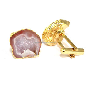 Bouton de manchette en laiton plaqué or 24 carats pour cadeaux ou fêtes - Product Image 3