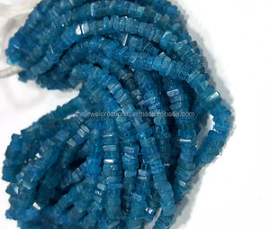 4mm 5mm naturel néon bleu apatite lisse Heishi carré perles de pierres précieuses brin prix d'usine de gros du fabricant en ligne - Product Image 2