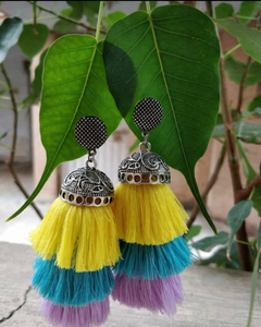Bohemia <b>Tassel</b> Silk Cotton Thread <b>Earrings</b> - Product Image 2