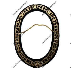 สายโซ่สีทองและสีน้ำเงินคอลโลจเครื่องราชกกุธภัณฑ์ที่มีสีน้ำเงินเข้มวัสดุทองเหลืองเป็นพี่น้องเครื่องประดับ - Product Image 1