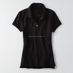 เสื้อโปโลแขนสั้นสีดำสำหรับผู้หญิง ผ้าคอตตอนปิเก้ ทรงปกติ ปักโลโก้ได้ตามต้องการ เหมาะสำหรับใส่เล่นกอล์ฟ - Product Image 2
