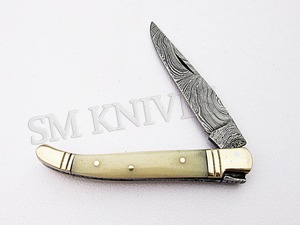 Laguiole Pocket Damascus Folding <b>Knife</b> OEM (smf31) with Camel <b>Bone</b> <b>Handle</b> - Product Image 6