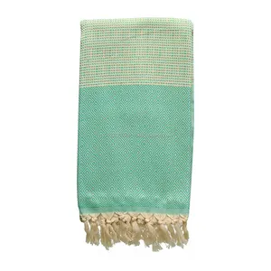 Kasikci Peshtemalトルコタオル、Pestemal、Hamam Wholesale Blanket、Vintage Look - Green Wholesale 100 Cotton
