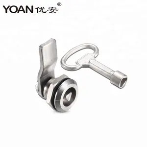 Full stainless steel quarter turn tool key cam lock for cabinet train metro door