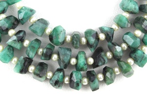 Gema Natural de Esmeralda verde, perlas facetadas, Briolette, fabricación de cuentas, collar, pendiente, bricolaje, calidad increíble - Product Image 6
