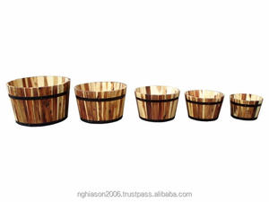 Jardinière ronde à fleurs en bois d'extérieur en bois couleur or multi-tailles de haute qualité du vendeur vietnamien - Product Image 3