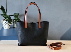 Sac fourre-tout en cuir, sac fait main, grand, noir AM-0018 - Product Image 5