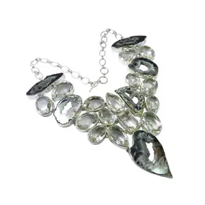 Unique Design Products Handmade 925 Sterling Silver Crystal Multi Gemstone Necklace For Women & Girl