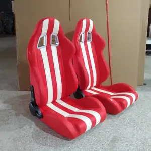 लाल कृत्रिम चमड़ा/सफेद धारियों एकल स्लाइडर के साथ यूनिवर्सल कार के लिए रेसिंग सीट PS4 JBR1026