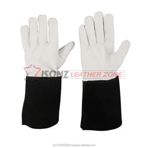 Gants de soudage MIG/TIG en cuir de vachette ISONZ, résistants à la chaleur, antidérapants, non doublés, avec manchette noire de 12 pouces, sans silicone et durables - Product Image 2