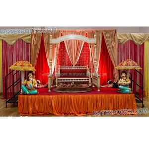 Ensemble de balançoire de mariage indien Jhula, scène de mariage Sankheda, balançoire de scène rouge et blanche - Product Image 5