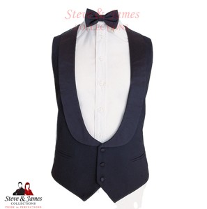 Gilet de mariage pour homme Steve James coupe ajustée - Tissu en laine respirant, imperméable, réversible, col en V, simple boutonnage, style décontracté chic - Product Image 1