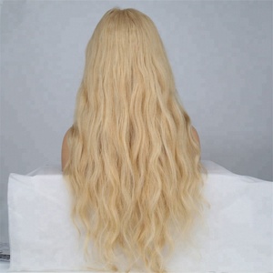 Peluca rubia blanqueada, peluca de encaje Platino, cabello humano en madra - Product Image 1