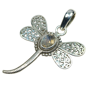 Pendentifs en argent Sterling 925 en Labradorite naturelle en forme de libellule, bijoux faits à la main en argent en ligne - Product Image 1