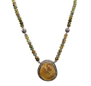 Collier avec pendentif en argent pur 925, création de bijoux artisanaux, perles de Tourmaline et corindon, saphir, accessoire de mode - Product Image 1