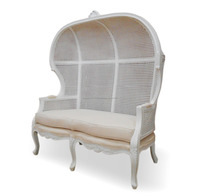 Jepara-mueble con respaldo y cesta de mimbre, silla con dosel, 2 asientos