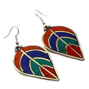 Beautiful Leaf Design Colorful Sterling Silver <b>Earrings</b> Nepali Style Handmade <b>Earrings</b> Fashionable 925 Sterling Silver <b>Earrings</b> - Product Image 1