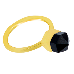 Belle pierre précieuse Onyx noir 925 argent Sterling plaqué or à la main bague unie bijoux bague à la mode pour cadeau de mariage fête - Product Image 3
