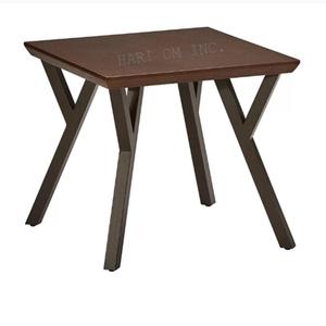 Mobilier moderne, nouvelle collection, table d'appoint en bois massif avec pied en fer, table basse - Product Image 2
