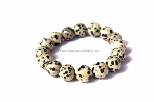 Jaspe dálmata de alta calidad, cuentas redondas de 12mm, pulsera elástica, Piedras Naturales curativas de cristal - Product Image 5