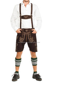 Unisex personalizado bávaro Lederhosen auténtico cuero oscuro tradicional Oktoberfest desgaste con decoración bordada - Product Image 5