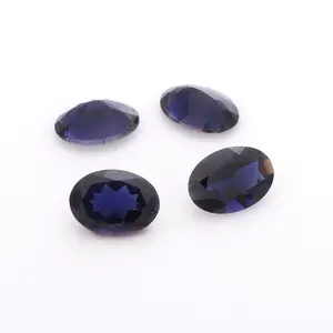 Precio al por mayor de alta calidad, piedra preciosa de iolita semipreciosa natural, corte ovalado de color azul para hacer pendientes de anillo de joyería