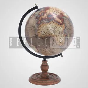 High Quality Vintage Look Wooden Base Plastic Paper World Globe Geographic Desktop Decoration World Globe Map for Home School