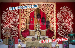 Mehndi noche decoración de diseño elegante de escenario de Boda boda real etapa telón de fondo de Marcos - Product Image 2