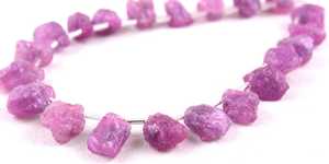 21 pièces saphir rose pierre précieuse forme inégale côté percé beau verre rempli brut en gros bijoux naturels - Product Image 2