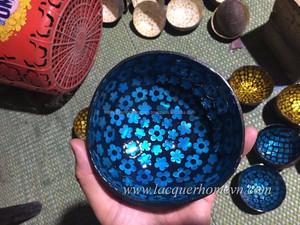 Rojo diseño de piel de serpiente de concha de coco de artesanía bowl - Product Image 5
