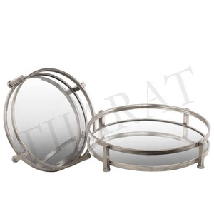 Venta caliente Diseño clásico Metal Hierro Plata Bandeja de servicio Tamaño personalizado Forma Color Usos Utensilios de cocina Hotel Restaurante - Product Image 6